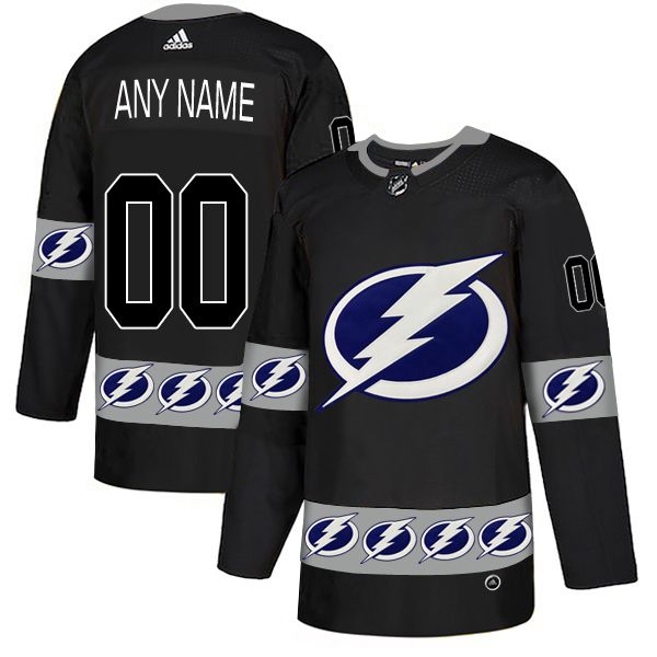 Men Tampa Bay Lightning 00 Any name Black Custom Adidas Fashion NHL Jersey